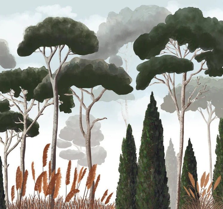 Custom wallpaper cypress pine and pampas grass