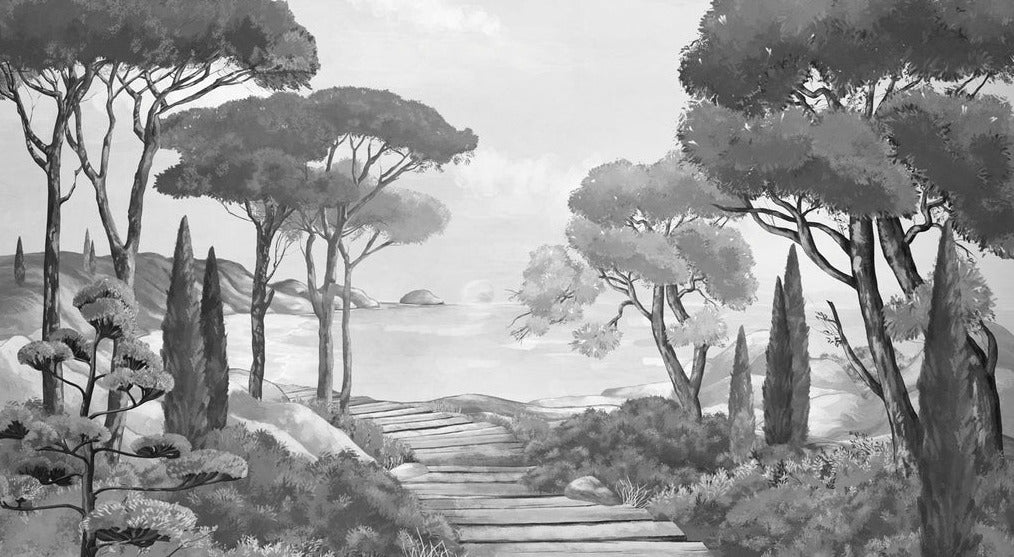 Wallpaper stroll in the calanques black and white