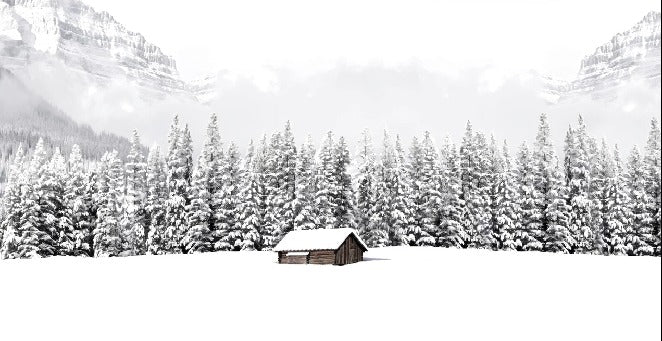 Panoramic mountain chalet wallpaper