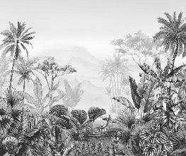Tropical black and white wallpaper