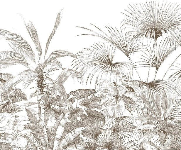 Papier peint tropical gravure monochrome, XXL, tendance