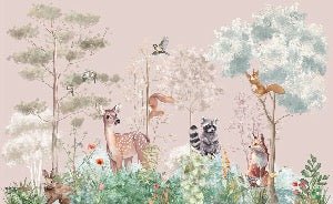 Children's bedroom wallpaper magic nature pink