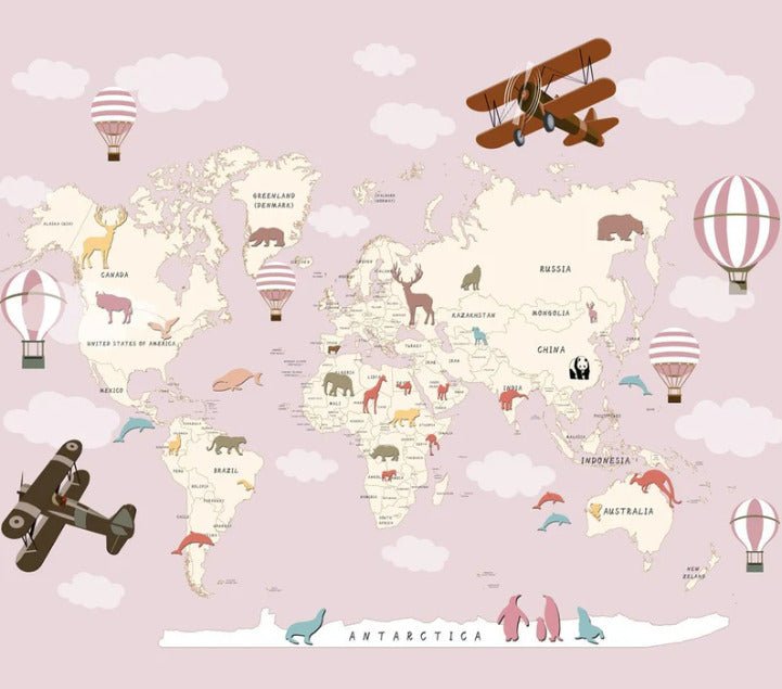 Airplane girl world map wallpaper