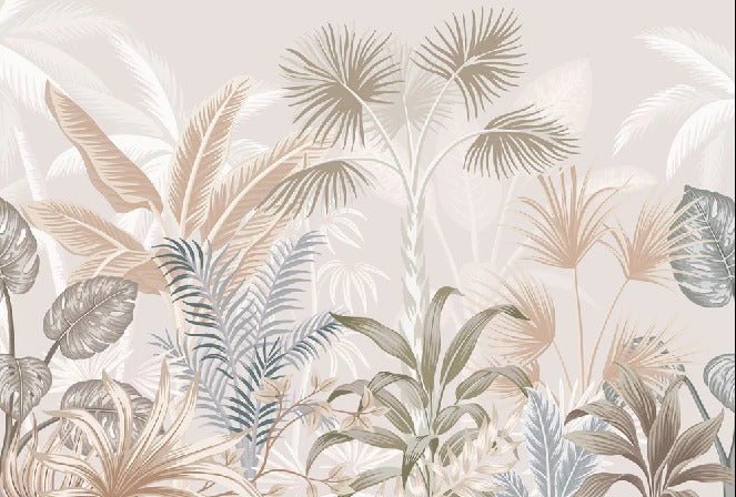 Panoramic terracotta jungle wallpaper