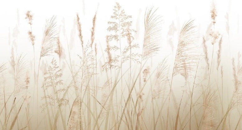 Beige wheat field flower toilet wallpaper