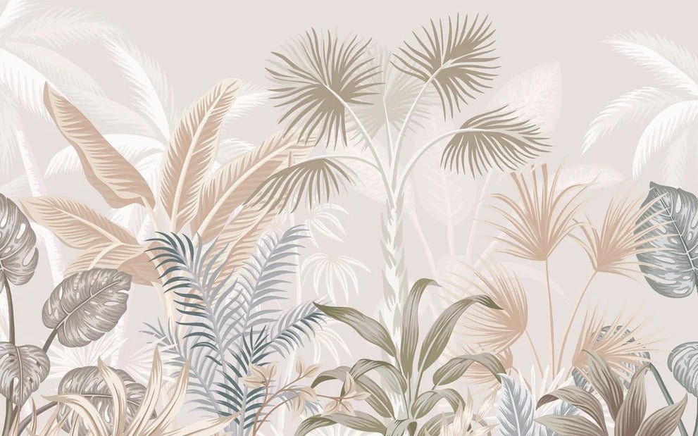 Panoramic terracotta jungle wallpaper