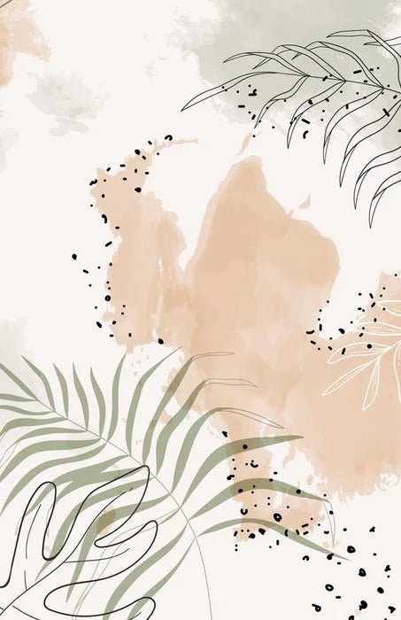 Panoramic vegetal watercolor wallpaper