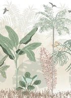 Panoramic pastel jungle wallpaper