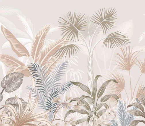 Panoramic terracotta jungle wallpaper