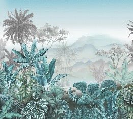 Trendy tropical blue wallpaper