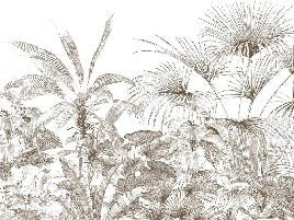 Papier peint tropical gravure monochrome, XXL, tendance