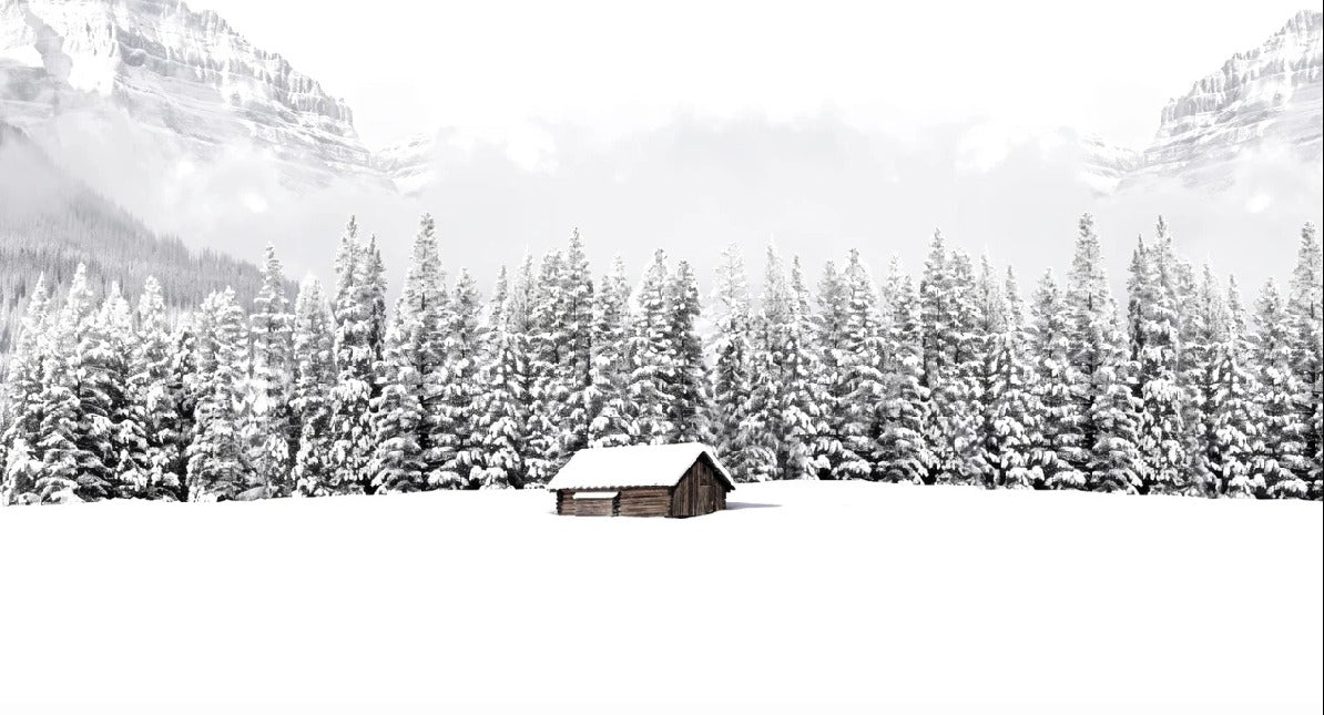 Panoramic mountain chalet wallpaper