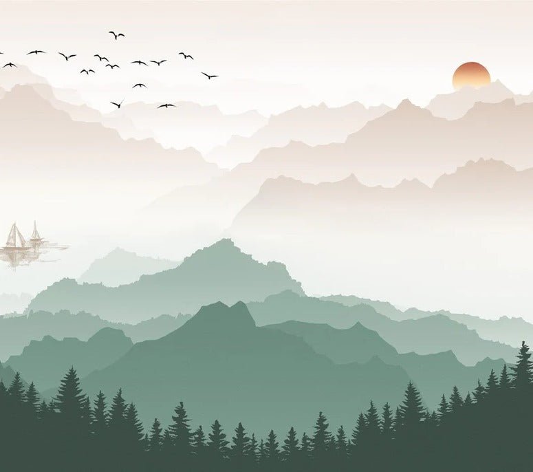 Terracotta mist mountain wallpaper