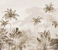 Panoramic jungle eden sepia wallpaper