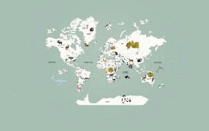 Papier peint Carte du monde en Francais enfant vert, XXL, tendance