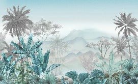 Trendy tropical blue wallpaper