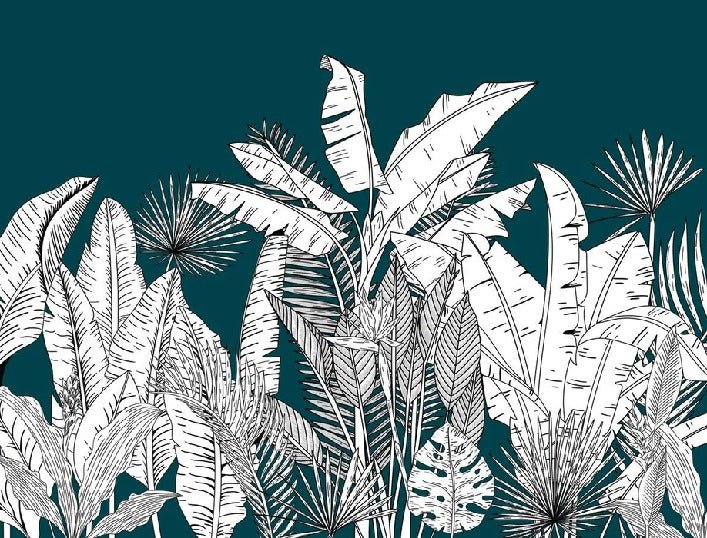 Papier peint panoramique botanic leaf vert, XXL, tendance