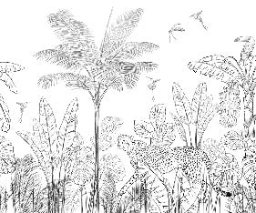 Black and white leopard jungle wallpaper