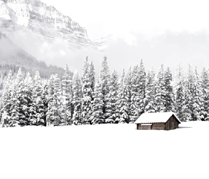 Panoramic mountain chalet wallpaper