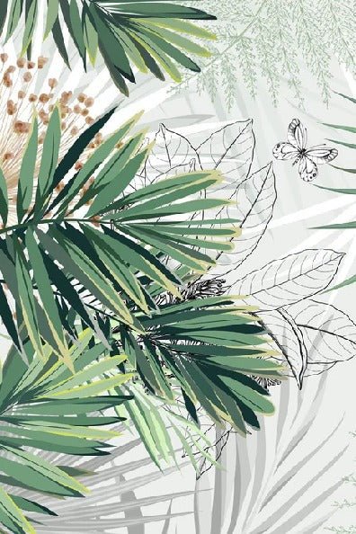 Panoramic nature green palm wallpaper