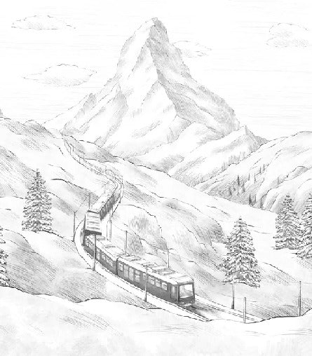 Black and white panoramic Matterhorn wallpaper