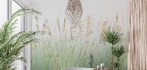 Green wheat field flower wallpaper