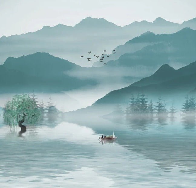 Papier peint entre montagne et lac, XXL, tendance