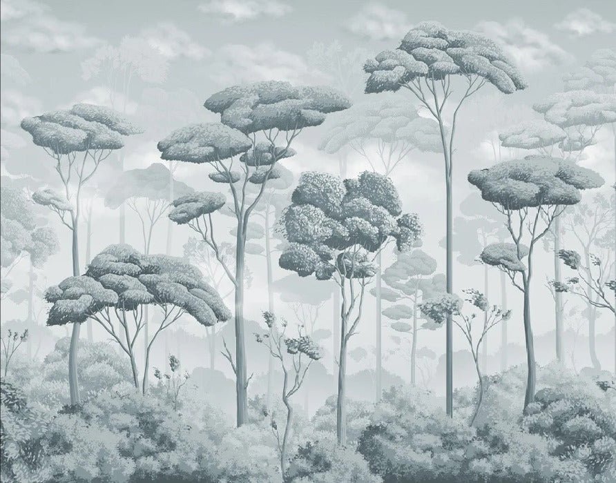 Silver-blue voluptuous pinewood panoramic wallpaper