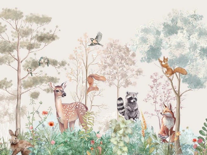 Children's bedroom wallpaper magic nature beige