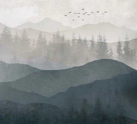 Papier peint panorama nature noir et blanc, XXL, tendance