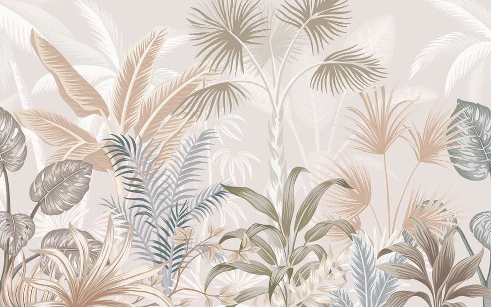 Panoramic terracotta jungle wallpaper