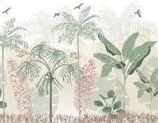 Panoramic pastel jungle wallpaper