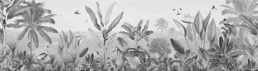 Black and white tropical mirage wallpaper