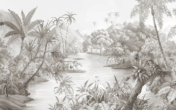 Picturesque jungle panoramic wallpaper