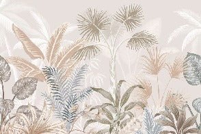 Panoramic terracotta jungle wallpaper