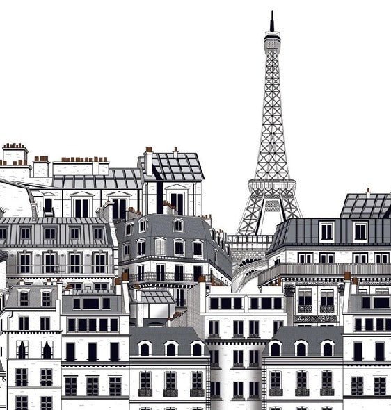 French wallpaper featuring Parisian rooftops