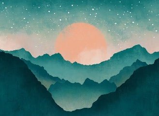 Custom wallpaper mountain mist turquoise