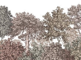 Landscape wallpaper forest engraving rosé