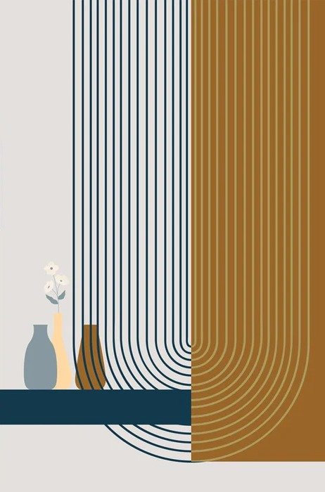 Blue graphic arch wallpaper