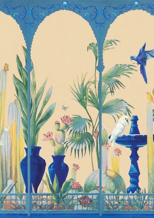 Panoramic tropical garden wallpaper