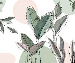 Papier peint panoramique végétal graphique vert, XXL, tendance