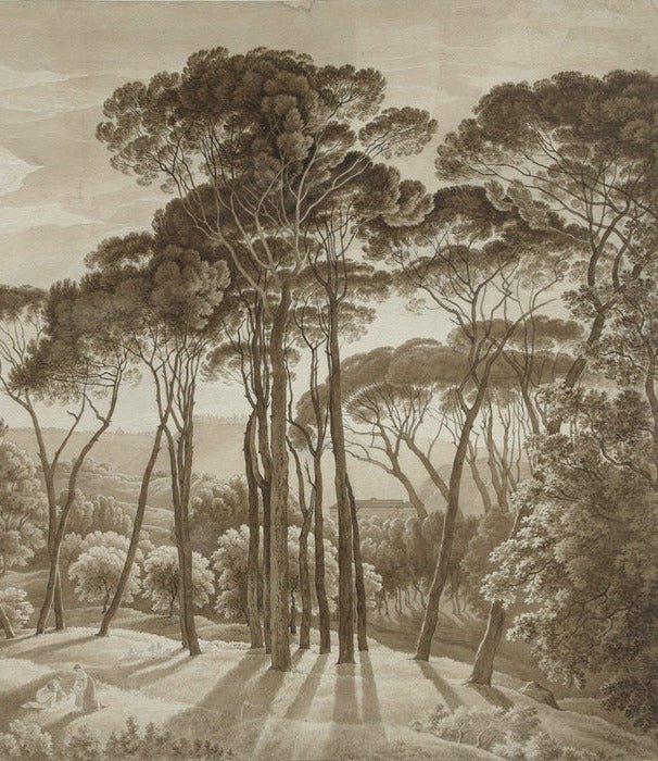 Panoramic amber Italian landscape wallpaper