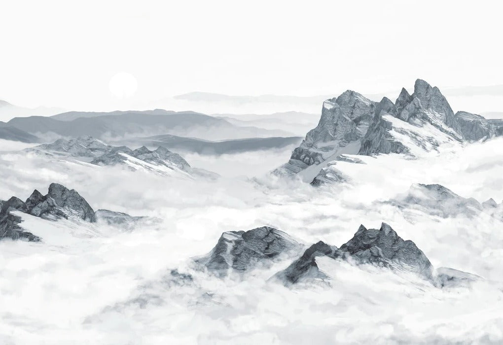 Blue panoramic mountain wallpaper