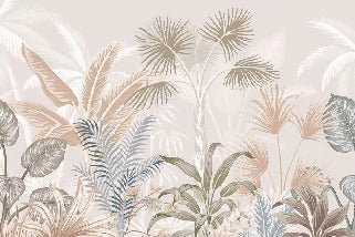 Panoramic terracotta jungle wallpaper