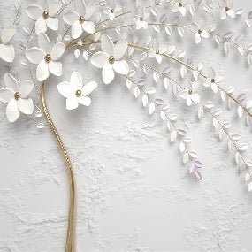 3D panoramic trompe l'oeil flowering tree wallpaper
