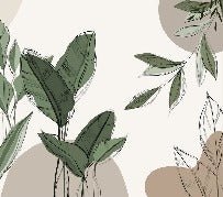 Graphic plant panorama wallpaper taupe