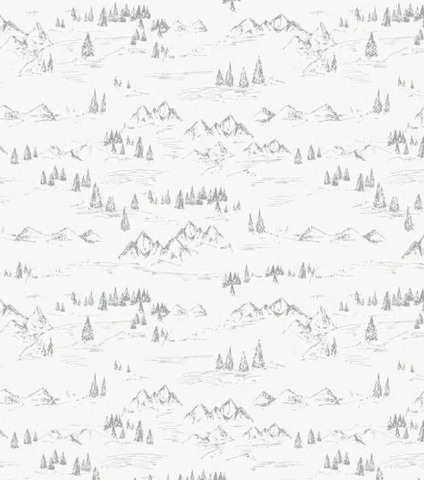 Mountain and fir tree illustration wallpaper