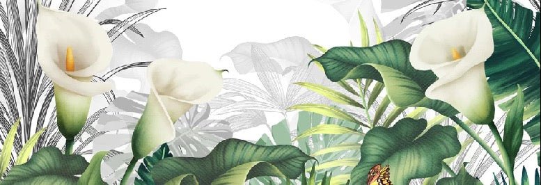 White lily nature bathroom wallpaper