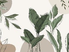 Graphic plant panorama wallpaper taupe