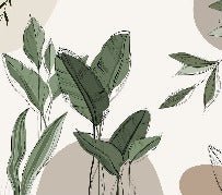Graphic plant panorama wallpaper taupe